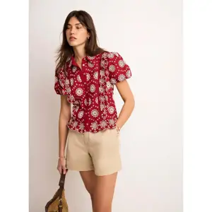 Mint Velvet Red Cotton Broderie Shirt